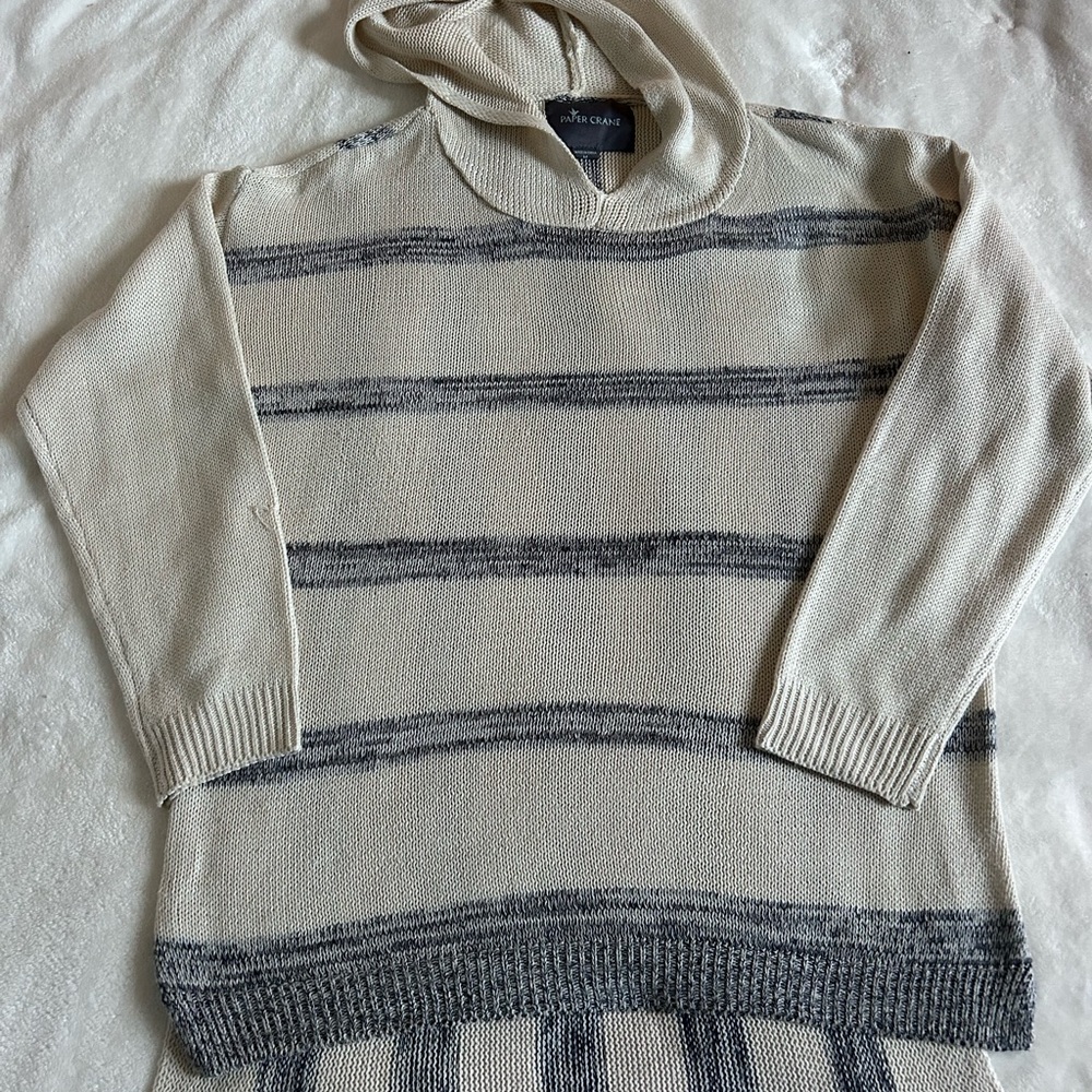 Boho Beachy Striped Hooded Sweater Hi-Low Hem Oversized
Coastal Cozy Top Medium - Picture 8 of 10